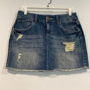 Elle Denim Distressed Jean Mini Skirt with Sequins - Size 4